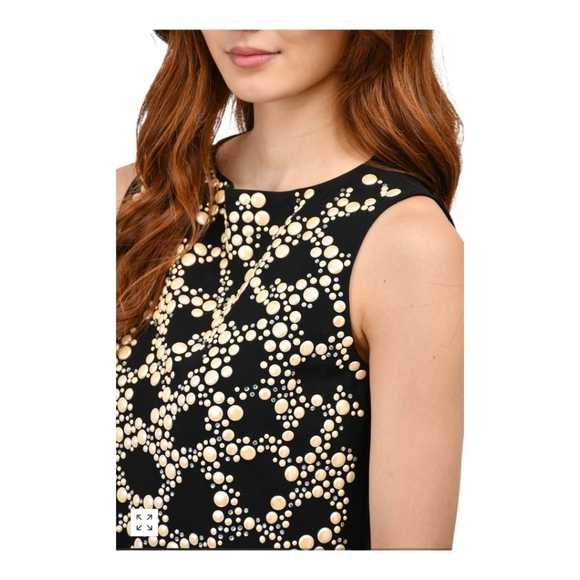 St John Womens Black Rhinestone Sparkle Pearl Studded Sleeveless Dress Size 10 - Picture 12 of 12